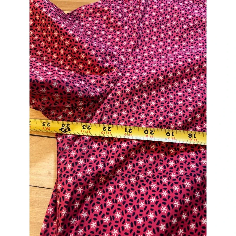 J.Crew Flex Washed Shirt XL Slim Fit Red Geometric Short Sleeve Button floral